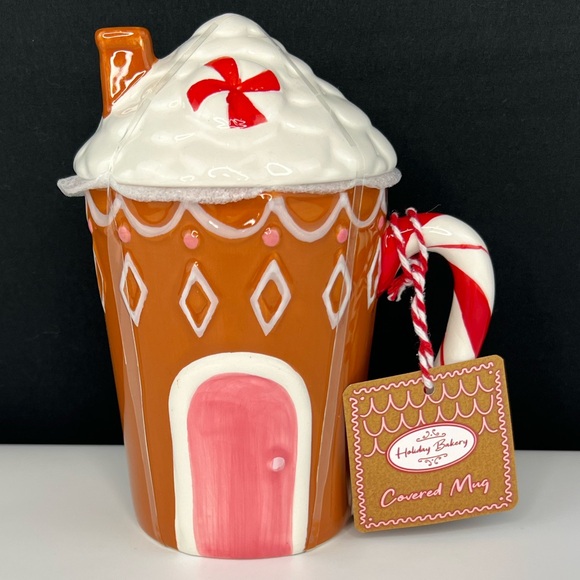 Global Design - ‘Gingerbread House - lid’ ceramic mug. NWT - Picture 1 of 2
